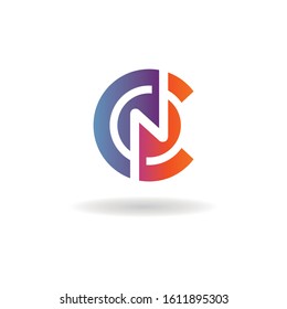 letter CN logo vector circle element template