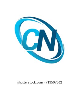 letter CN logotype design for company name colored blue swoosh. vector logo for business and company identity.