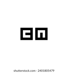 Letter cn outline, square geometric symbol simple logo vector