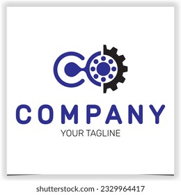 letter co bearing and gear logo premium elegant template vector eps 10