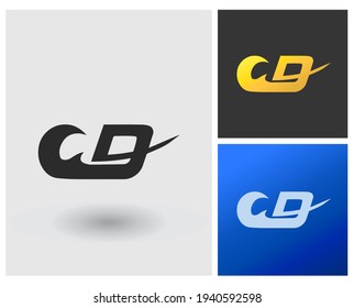letter CO or CD monogram abstract logo sea water wave modern elegant company identity template.