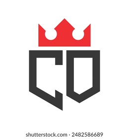 Letra CO Crown Logo. Corona en la letra CO Logo Design Plantilla