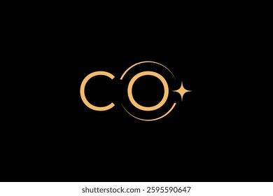 Letter CO logo design on black background.