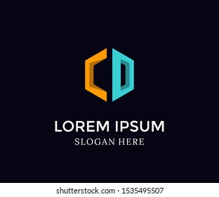 Letter CO logo. Isolated on black background. Vector Illustration. Abstract letter vector for web icon, Simple logo and element design. Initiall icons for company, logo brand business.