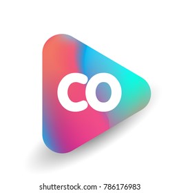 Letter CO logo in triangle shape and colorful background, letter combination logo design for business and company identity.
