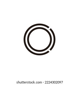 Letter CO OC C O lines, rounded geometric symbol simple logo vector