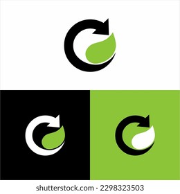 Letter C,O vector logo design with leaf and arrow sign.