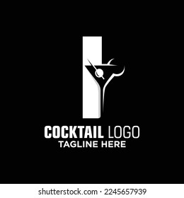 Letter I Cocktail Logo Design Template Inspiration, Vector Illustration.