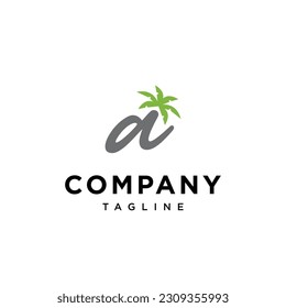 
Letter A coconut tree beach logo icon vector template.eps