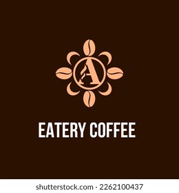 Letter A with Coffee Bean Icon for Cafe, Coffee Shop, Bean Company Logo Idea Template