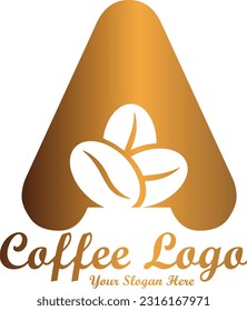 Letter A with Coffee Been Logo Design and Gradient Color , Minimalist Style