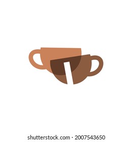 i letter coffee cup overlapping color logo vector icon illustration