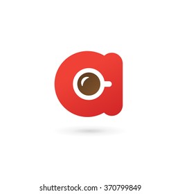 Letter A coffee logo icon design template elements
