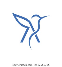 Letter A Colibri Logo Design Vector Icon Graphic Emblem Symbol Illustration