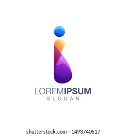 letter i color logo design