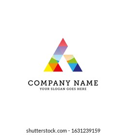 Letter A color logo template, abstract letter A vector illustration