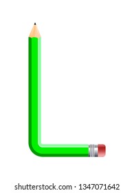 Letter of colored pencils, alphabet on white background