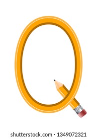 Letter of colored pencils, alphabet on white background