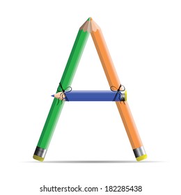 Letter a with colorful crayons