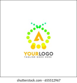 A letter colorful creative logo concept template