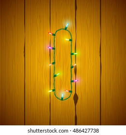 Letter I Colorful Glowing Christmas Lights. Vector illustration