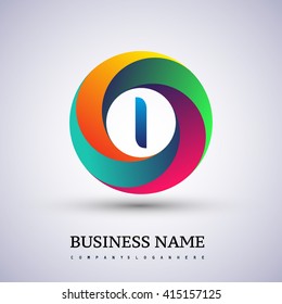 I letter colorful logo in the circle. Vector design template elements for your application or company identity.