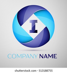 I letter colorful logo in the circle. Vector template for your design