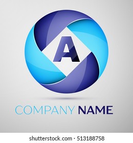 A letter colorful logo in the circle. Vector template for your design