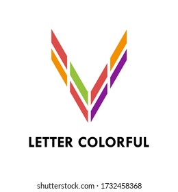 Letter colorful logo design template illustration. there is font  v