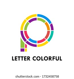 Letter colorful logo design template illustration. there is font  p