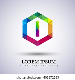 I letter colorful logo in the hexagonal. Vector design template elements for your application or company identity.