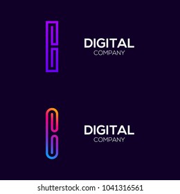 Letter i Colorful logotype with Three Line, Square and Circle shape Maze Labyrinth, Technology and Digital Connection Link concept for your Corporate identity