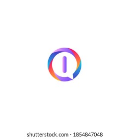 i letter colorful on circle chat icon logo.i chat logo minimalist template using modern and gradient style.y letter ellipse chat logo.