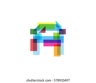 Letter A Colorful Overlay Irregular Break Shape Vector Logo Design Element
