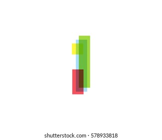 Letter I Colorful Overlay Irregular Break Shape Vector Logo Design Element