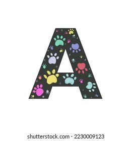 
A letter with colorful paw print 