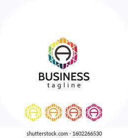 letter A colorful pixel logo
