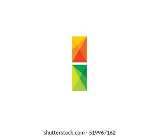 Letter I Colorful Poly Overlay Logo Design Template Element