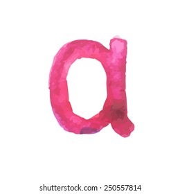 Letter A Colorful watercolor aquarelle font type handwritten hand draw doodle abc alphabet letters Vector illustration