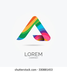 A Letter Colorful Wavy Modern Abstract Art design Icon logo