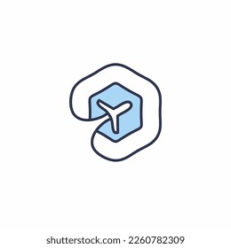 letter combination logo Y with Airplane in blue color