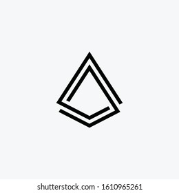 letter A combination with Pyramid logotype. Abstract vector illustration. summit shape line design concept. Line creative symbol. Universal vector icon. Roof mount camp sign. - vector