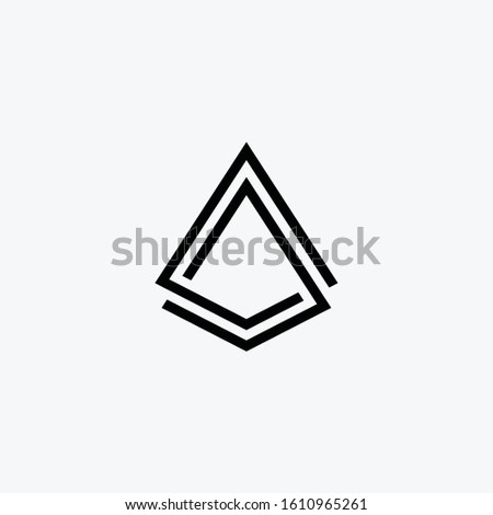 letter A combination with Pyramid logotype. Abstract vector illustration. summit shape line design concept. Line creative symbol. Universal vector icon. Roof mount camp sign. - vector