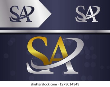 letter combination sa s a uppercase logo with gold and silver color for business name, corporate , slogan - vector