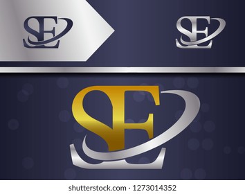 letter combination se s e uppercase logo with gold and silver color for business name, corporate , slogan - vector