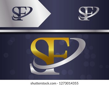 letter combination sf s f uppercase logo with gold and silver color for business name, corporate , slogan - vector