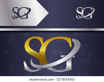 letter combination sg s g uppercase logo with gold and silver color for business name, corporate , slogan - vector