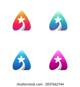 Letter A Combination With Shooting Star Logo Template