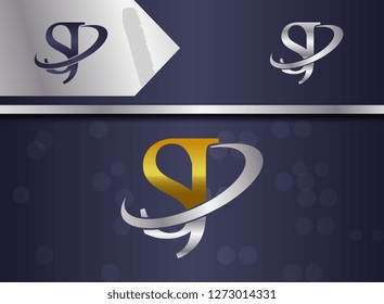 letter combination sj s j uppercase logo with gold and silver color for business name, corporate , slogan - vector