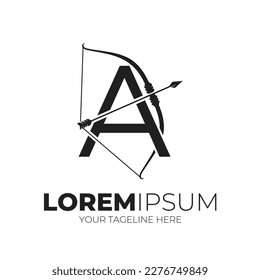 Letter A Combine Arrow And Bow Logo Designs Vector Illustration Black Color